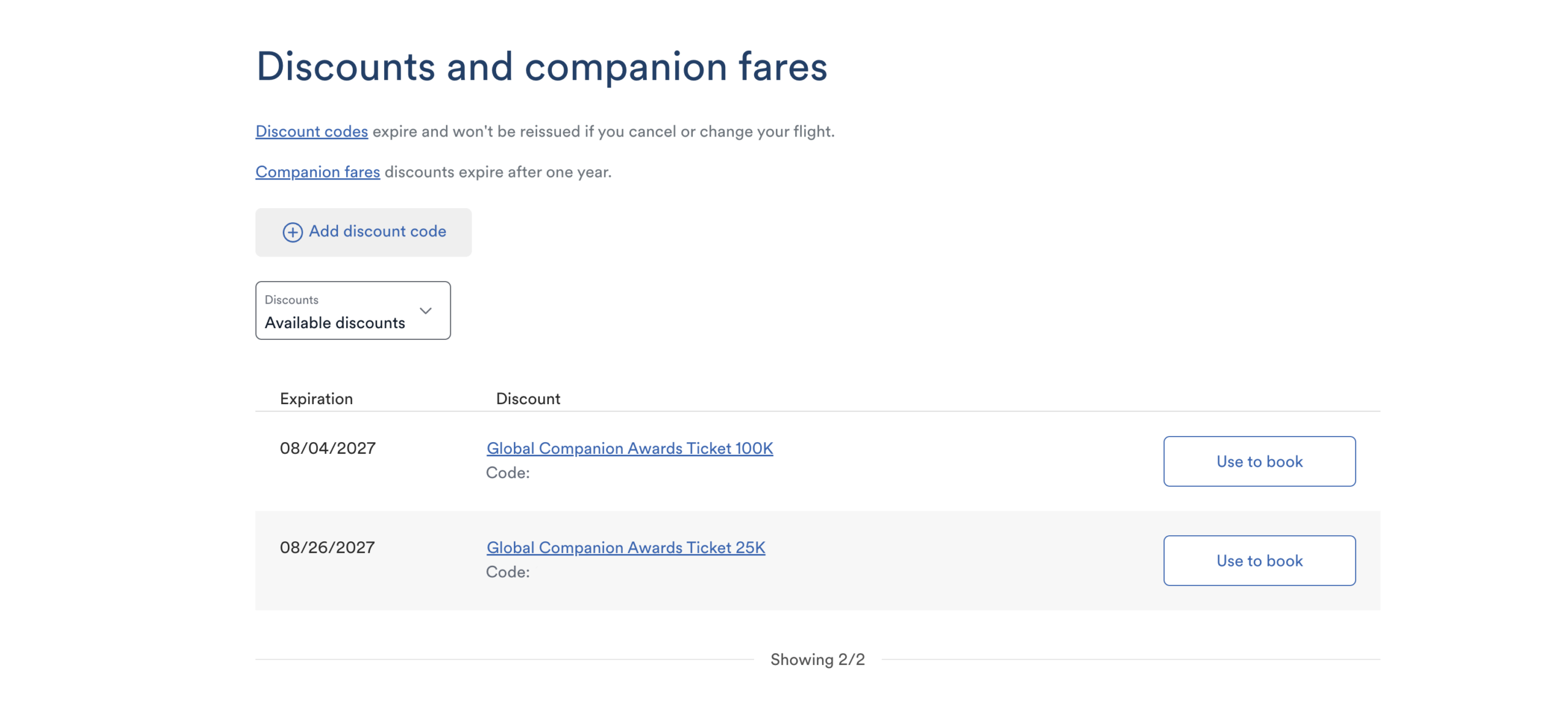 Atmos Rewards discounts page showing the 100K and 25K Global Companion Awards