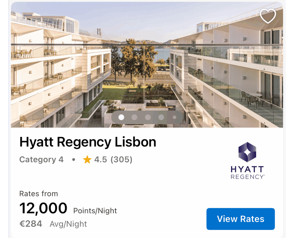 Use category 1-4 Hyatt free Night Award at the Hyatt Regency Lisbon