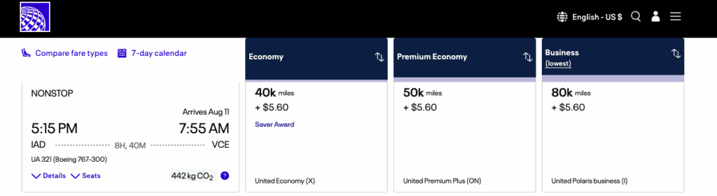United Polaris Business Class Award Availability
